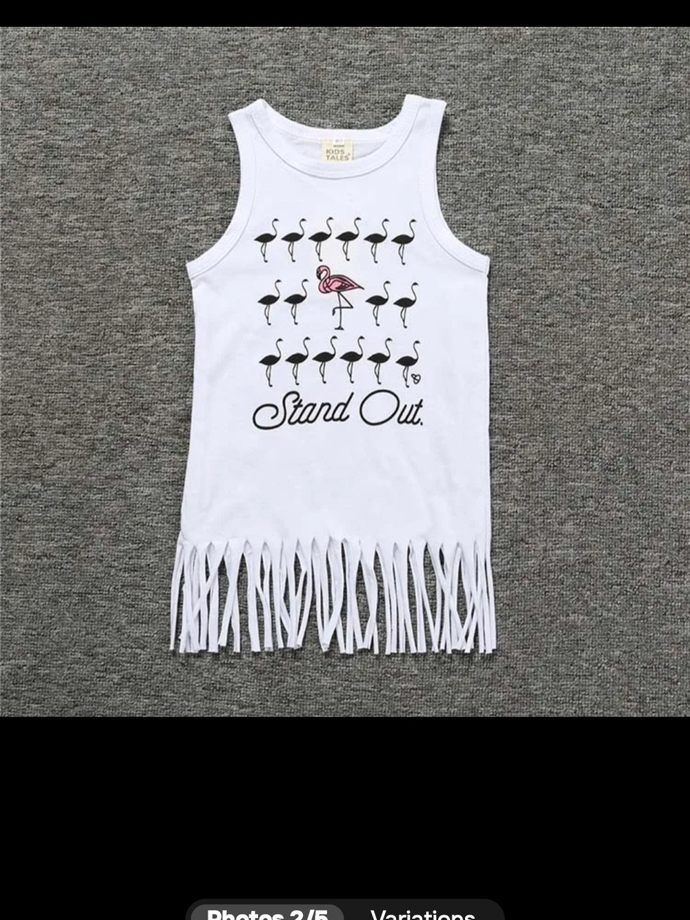 Dress 2T Stand Out Flamingo Fringe Tank Top Dress - White NWOT